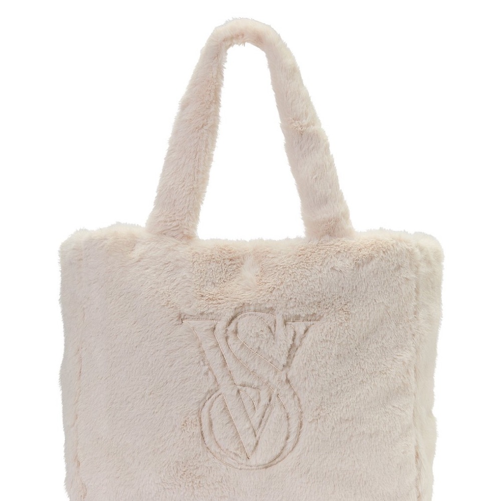Victoria's Secret Beige Faux Fur Tote Bag